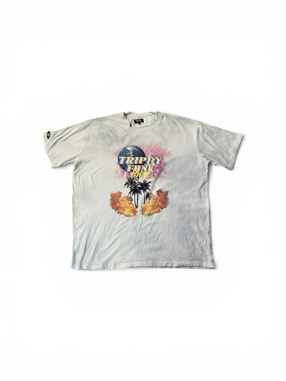 Boohoo Mens White Graphic 'Trippy' Short Sleeve Tee